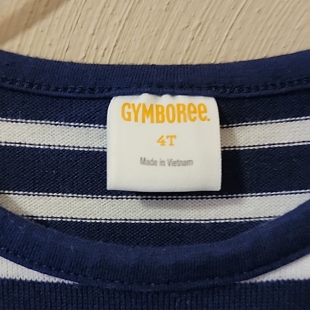 Gymboree NAVY BLUE AND WHITE STRIPED DRESS WITH BUNNY, SIZE 4 - Picture 2 of 5